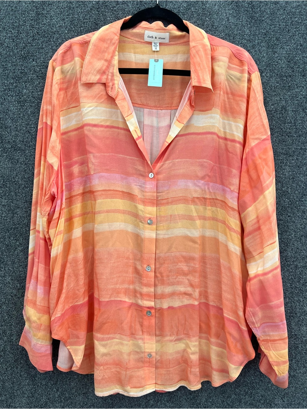 Anthropologie Plus Size Cloth & Stone Long Sleeve Button Down Shirt 2X NWT